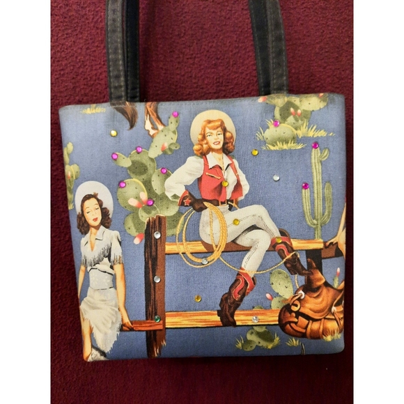 Pinup Cowgirl Tote Bag - Picture 3 of 4